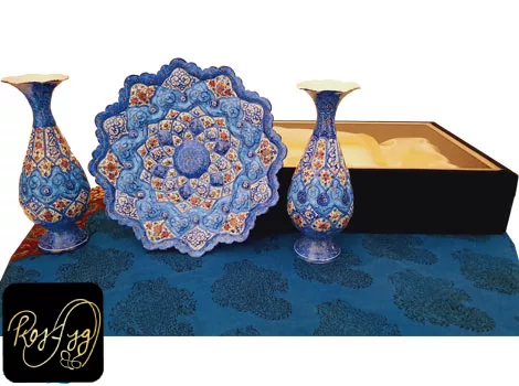 ست ظروف میناکاری روی مس
