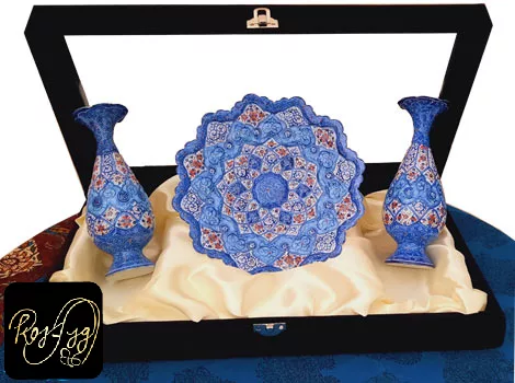 ست ظروف میناکاری روی مس